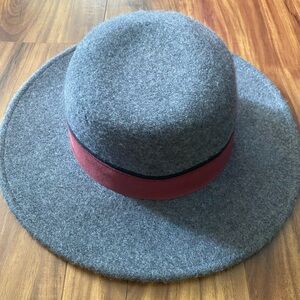 Gray 100% Wool Wide Brimmed Hat